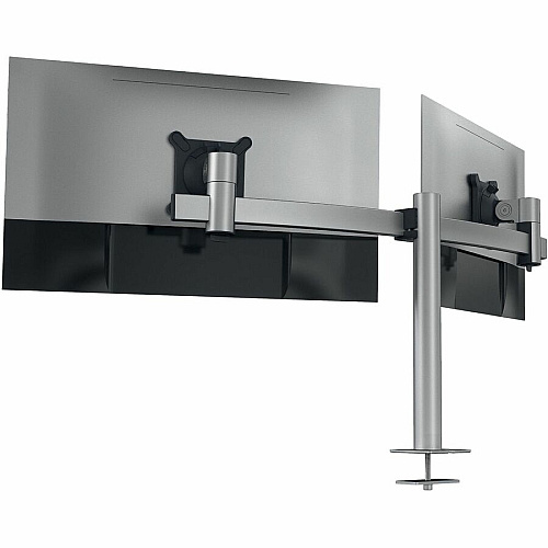 DURABLE Desk Mount for Monitor, Curved Screen Display - Silver Height Adjustable - 2 Display(s) Supported - 38" Screen Support - 17.64 lb Load Capacity - Aluminum, Plastic - 1 Each (508623)
