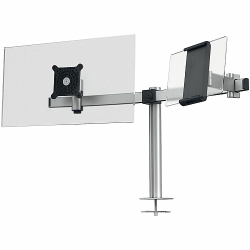 DURABLE Desk Mount for Monitor, Curved Screen Display, Tablet - Silver Height Adjustable - 1 Display(s) Supported - 38" Screen Support - 17.64 lb Load Capacity - Aluminum, Plastic - 1 Each (508823)