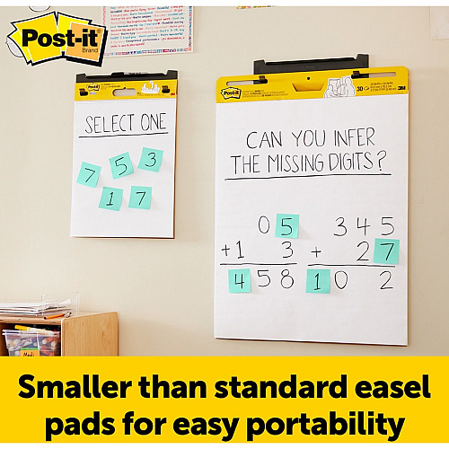 Post-it&reg; Post it Super Sticky Mini Easel Pad 1 Subject(s) - 20 Sheets - Stapled - Portable, Self-stick, Bleed Resistant, Sturdy Back, Built-in Carry Handle - 2 / Pack (577SS2PK)