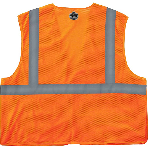 Ergodyne 8215BA Breakaway Mesh Vest Recommended for: Construction, Emergency, Warehouse, Baggage Handling - 4-Xtra Large/5-Xtra Large - Hook & Loop Closure - Polyester Mesh - Orange - High Visibility, Machine Washable, Breathable, Lightweight, Poc (21069)