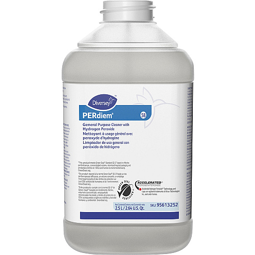 PERdiem General Purpose Cleaner with Hydrogen Peroxide Concentrate - 84.5 fl oz (2.6 quart) - Heavy Duty, Dilutable, Phosphorous-free, Odorless, Color-free, Dye-free, Fragrance-free, Kosher - Clear Bottle - 2 / Carton (95613252CT)