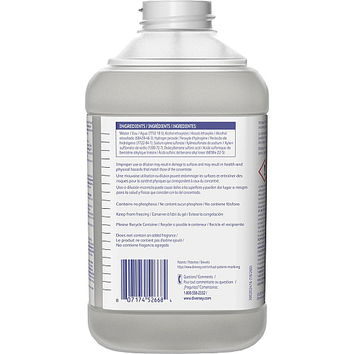 PERdiem General Purpose Cleaner with Hydrogen Peroxide Concentrate - 84.5 fl oz (2.6 quart) - Heavy Duty, Dilutable, Phosphorous-free, Odorless, Color-free, Dye-free, Fragrance-free, Kosher - Clear Bottle - 2 / Carton (95613252CT)