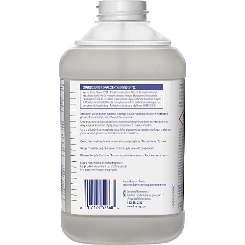 PERdiem General Purpose Cleaner with Hydrogen Peroxide Concentrate - 84.5 fl oz (2.6 quart) - Heavy Duty, Dilutable, Phosphorous-free, Odorless, Color-free, Dye-free, Fragrance-free, Kosher - Clear Bottle - 2 / Carton (95613252CT)