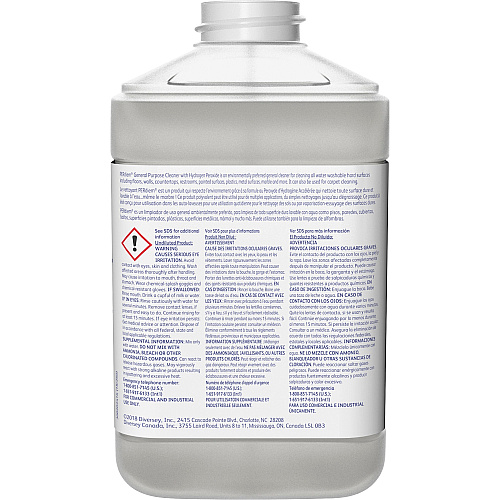 PERdiem General Purpose Cleaner with Hydrogen Peroxide Concentrate - 84.5 fl oz (2.6 quart) - Heavy Duty, Dilutable, Phosphorous-free, Odorless, Color-free, Dye-free, Fragrance-free, Kosher - Clear Bottle - 2 / Carton (95613252CT)