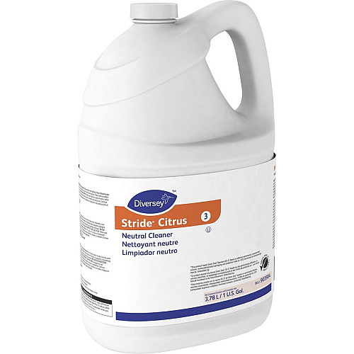 Diversey Stride Citrus Neutral Cleaner Concentrate - 128 fl oz (4 quart) - Citrus Scent - 4 / Carton - pH Neutral, Non Alkaline, Low Foaming, Rinse-free, Film-free, Kosher - Orange (903904CT)