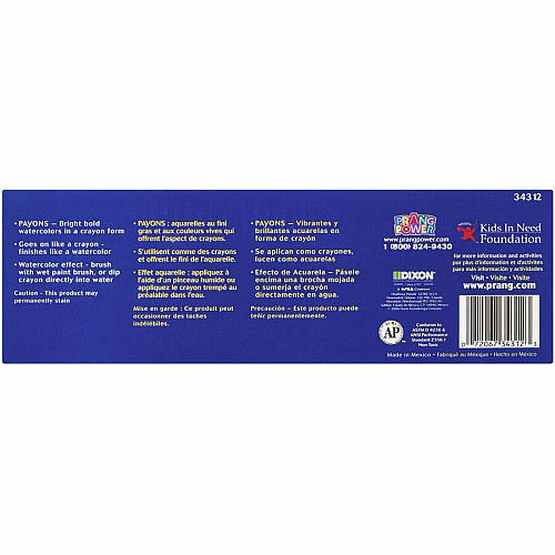 Prang Watercolor Crayons 3.5" Length - 0.3" Diameter - Multi - 12 Each (X34312)