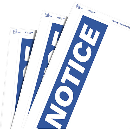 Avery&reg; NOTICE Header Self-Adhesive Outdoor Sign Waterproof - NOTICE - 7" Width x 10" Length - Permanent Adhesive - Rectangle - Laser - White - Vinyl - Print-to-the Edge, Permanent Adhesive, Customizable, Pre-printed, Self-adhesive, Chemical Re (61555)
