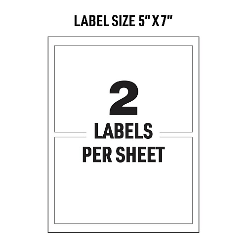 Avery&reg; Adhesive Printable Vinyl Signs Waterproof - 5" Width x 7" Length - Permanent Adhesive - Rectangle - Laser - White - Vinyl - Print-to-the Edge, Permanent Adhesive, Customizable, Chemical Resistant, Abrasion Resistant - 2 / Sheet - 25 Tot (61551)
