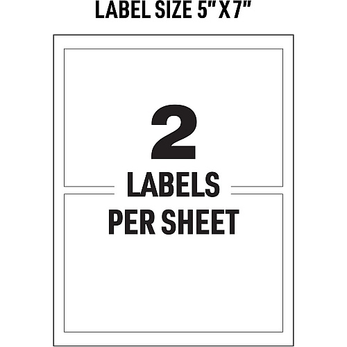 Avery&reg; Adhesive Printable Vinyl Signs Waterproof - 5" Width x 7" Length - Permanent Adhesive - Rectangle - Laser - White - Vinyl - Print-to-the Edge, Permanent Adhesive, Customizable, Chemical Resistant, Abrasion Resistant - 2 / Sheet - 25 Tot (61551)