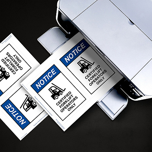 Avery&reg; Adhesive Printable Vinyl Signs Waterproof - 5" Width x 7" Length - Permanent Adhesive - Rectangle - Laser - White - Vinyl - Print-to-the Edge, Permanent Adhesive, Customizable, Chemical Resistant, Abrasion Resistant - 2 / Sheet - 25 Tot (61551)