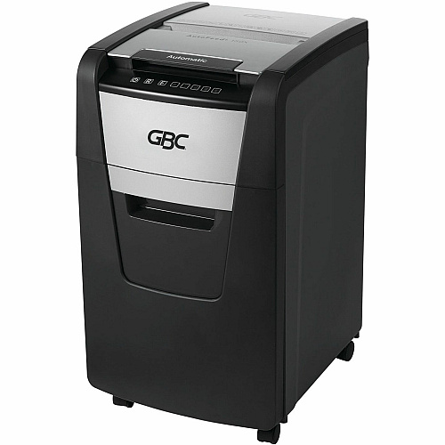 GBC AutoFeed+ Home Office Shredder, 150X, Super Cross-Cut, 150 Sheets Continuous Shredder - Super Cross Cut - 8 Per Pass - for shredding Credit Card, Paper Clip, Staples, Paper - P-4 - 30 Minute Run Time - 11.60 gal Wastebin Capacity - Black (WSM1757604)