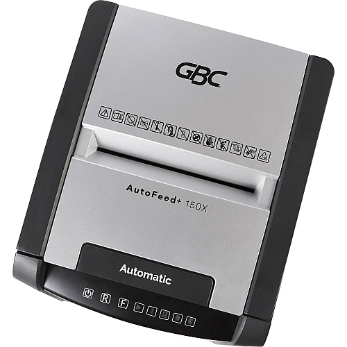 GBC AutoFeed+ Home Office Shredder, 150X, Super Cross-Cut, 150 Sheets Continuous Shredder - Super Cross Cut - 8 Per Pass - for shredding Credit Card, Paper Clip, Staples, Paper - P-4 - 30 Minute Run Time - 11.60 gal Wastebin Capacity - Black (WSM1757604)