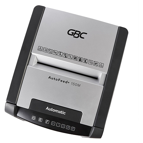 GBC AutoFeed+ Home Office Shredder, 150M, Micro-Cut, 150 Sheets Continuous Shredder - Micro Cut - 6 Per Pass - for shredding Credit Card, Paper Clip, Staples, Paper - P-5 - 30 Minute Run Time - 11.60 gal Wastebin Capacity - Black (WSM1757605)
