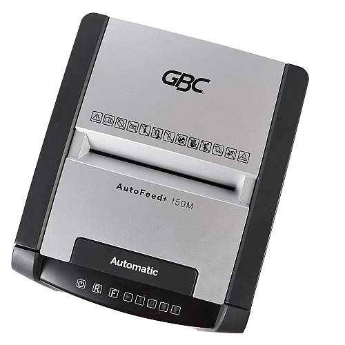 GBC AutoFeed+ Home Office Shredder, 150M, Micro-Cut, 150 Sheets Continuous Shredder - Micro Cut - 6 Per Pass - for shredding Credit Card, Paper Clip, Staples, Paper - P-5 - 30 Minute Run Time - 11.60 gal Wastebin Capacity - Black (WSM1757605)