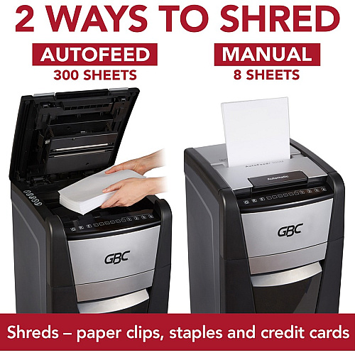 GBC AutoFeed+ Office Shredder, 300M, Micro-Cut, 300 Sheets (WSM1757609)