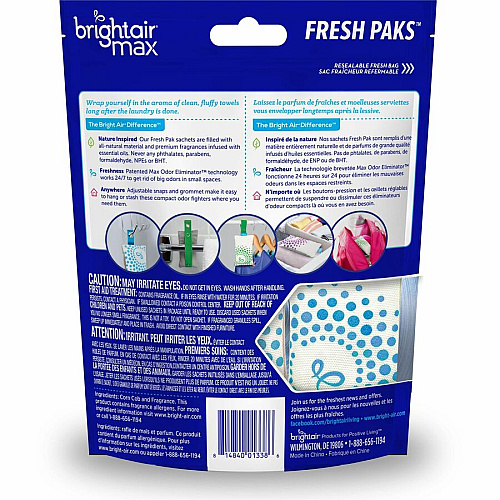 Bright Air Fresh Pak Sachets Sachet - Fresh - 2 / Pack - Odor Neutralizer, Phthalate-free, Paraben-free, Formaldehyde-free, NPE-free, BHT Free (900612)