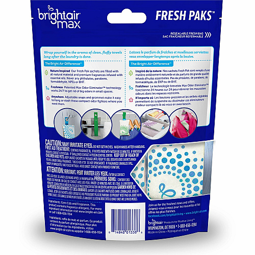Bright Air Fresh Pak Sachets Sachet - Fresh - 2 / Pack - Odor Neutralizer, Phthalate-free, Paraben-free, Formaldehyde-free, NPE-free, BHT Free (900612)