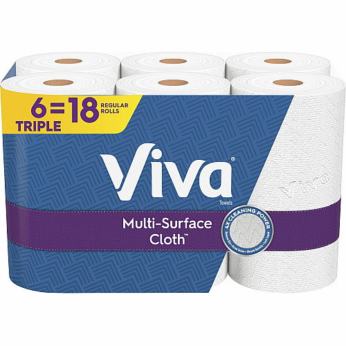 Viva&reg; Multi-Surface Kitchen Cloth Paper Towels, 1-Ply, 165 Sheets, 6 Rolls 1 Ply - 165 Sheets/Roll - White - 6 / Pack (53663)