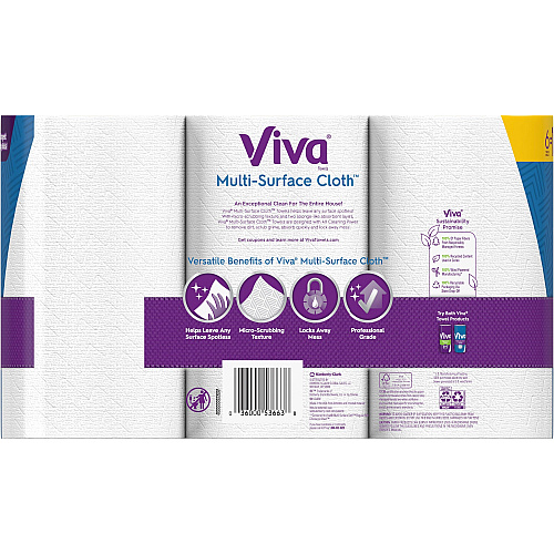 Viva&reg; Multi-Surface Kitchen Cloth Paper Towels, 1-Ply, 165 Sheets, 6 Rolls 1 Ply - 165 Sheets/Roll - White - 6 / Pack (53663)
