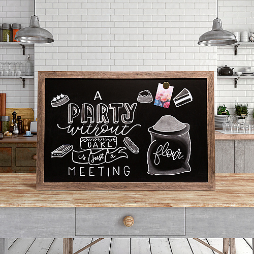 U Brands Decor Magnetic Chalkboard 36" (3 ft) Width x 24" (2 ft) Height - Decor Rustic Frame - Horizontal/Vertical - 1 Each (4549U0001)