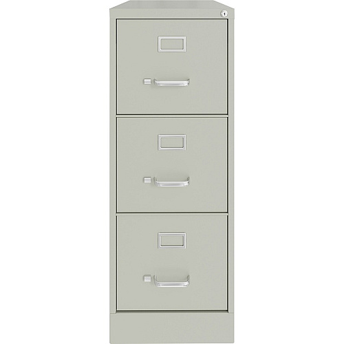 Lorell Fortress Series 22" Commercial-Grade Vertical File Cabinet 15" Width x 22" Depth x 40.2" Height - 3 x Drawer(s) for File - Letter - Vertical - Ball-bearing Suspension, Removable Lock, Pull Handle, Wire Management - Light Gray - Steel - R (LLR42298)