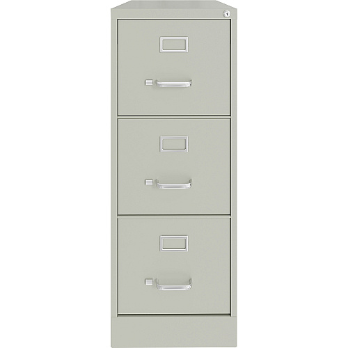 Lorell Fortress Series 22" Commercial-Grade Vertical File Cabinet 15" Width x 22" Depth x 40.2" Height - 3 x Drawer(s) for File - Letter - Vertical - Ball-bearing Suspension, Removable Lock, Pull Handle, Wire Management - Light Gray - Steel - R (LLR42298)