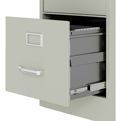 Lorell Fortress Series 22" Commercial-Grade Vertical File Cabinet 15" Width x 22" Depth x 40.2" Height - 3 x Drawer(s) for File - Letter - Vertical - Ball-bearing Suspension, Removable Lock, Pull Handle, Wire Management - Light Gray - Steel - R (LLR42298)