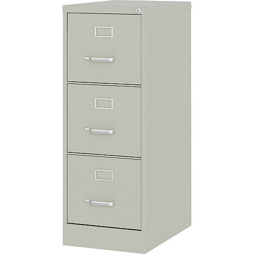 Lorell Fortress Series 22" Commercial-Grade Vertical File Cabinet 15" Width x 22" Depth x 40.2" Height - 3 x Drawer(s) for File - Letter - Vertical - Ball-bearing Suspension, Removable Lock, Pull Handle, Wire Management - Light Gray - Steel - R (LLR42298)