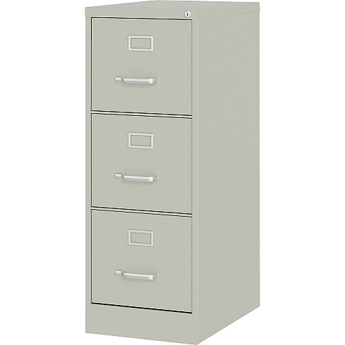 Lorell Fortress Series 22" Commercial-Grade Vertical File Cabinet 15" Width x 22" Depth x 40.2" Height - 3 x Drawer(s) for File - Letter - Vertical - Ball-bearing Suspension, Removable Lock, Pull Handle, Wire Management - Light Gray - Steel - R (LLR42298)