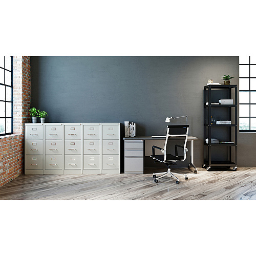 Lorell Fortress Series 22" Commercial-Grade Vertical File Cabinet 15" Width x 22" Depth x 40.2" Height - 3 x Drawer(s) for File - Letter - Vertical - Ball-bearing Suspension, Removable Lock, Pull Handle, Wire Management - Light Gray - Steel - R (LLR42298)