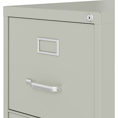 Lorell Fortress Series 22" Commercial-Grade Vertical File Cabinet 15" Width x 22" Depth x 40.2" Height - 3 x Drawer(s) for File - Letter - Vertical - Ball-bearing Suspension, Removable Lock, Pull Handle, Wire Management - Light Gray - Steel - R (LLR42298)