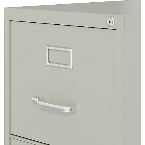 Lorell Fortress Series 22" Commercial-Grade Vertical File Cabinet 15" Width x 22" Depth x 40.2" Height - 3 x Drawer(s) for File - Letter - Vertical - Ball-bearing Suspension, Removable Lock, Pull Handle, Wire Management - Light Gray - Steel - R (LLR42298)
