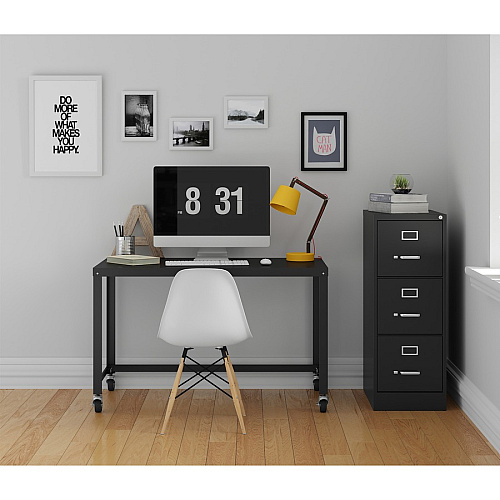 Lorell Fortress Series 22" Commercial-Grade Vertical File Cabinet 15" Width x 22" Depth x 40.2" Height - 3 x Drawer(s) for File - Letter - Vertical - Ball-bearing Suspension, Removable Lock, Pull Handle, Wire Management - Black - Steel - Recycl (LLR42297)