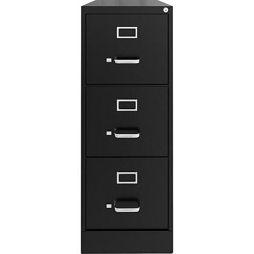 Lorell Fortress Series 22" Commercial-Grade Vertical File Cabinet 15" Width x 22" Depth x 40.2" Height - 3 x Drawer(s) for File - Letter - Vertical - Ball-bearing Suspension, Removable Lock, Pull Handle, Wire Management - Black - Steel - Recycl (LLR42297)