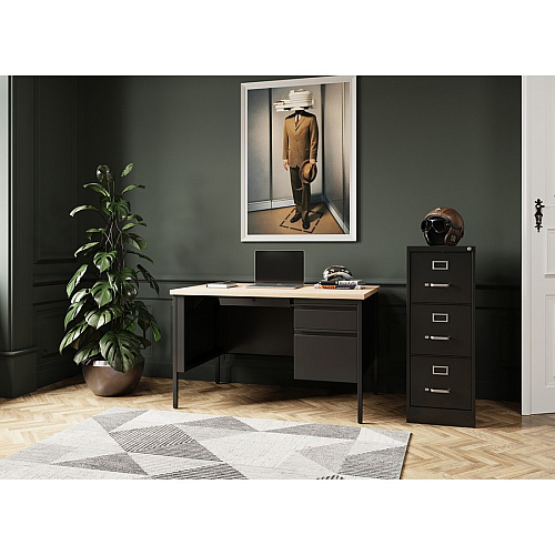 Lorell Fortress Series 22" Commercial-Grade Vertical File Cabinet 15" Width x 22" Depth x 40.2" Height - 3 x Drawer(s) for File - Letter - Vertical - Ball-bearing Suspension, Removable Lock, Pull Handle, Wire Management - Black - Steel - Recycl (LLR42297)