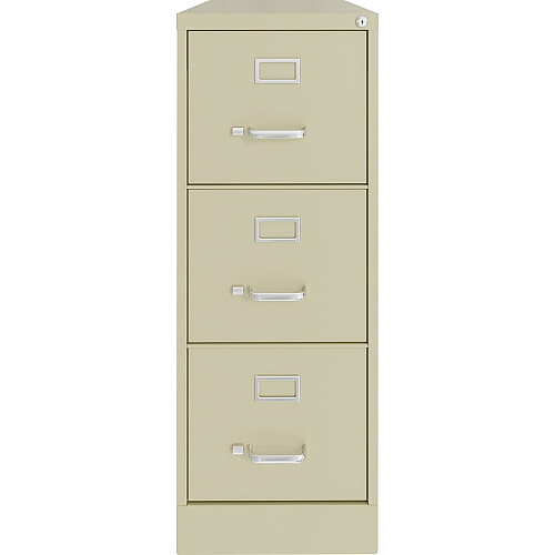 Lorell Fortress Series 22" Commercial-Grade Vertical File Cabinet 15" Width x 22" Depth x 40.2" Height - 3 x Drawer(s) for File - Letter - Vertical - Ball-bearing Suspension, Removable Lock, Pull Handle, Wire Management - Putty - Steel - Recycl (LLR42296)