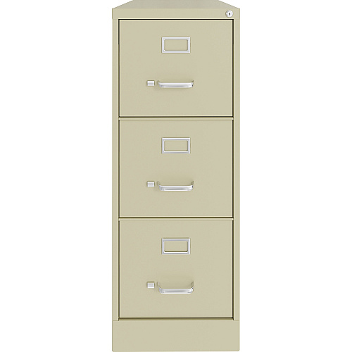 Lorell Fortress Series 22" Commercial-Grade Vertical File Cabinet 15" Width x 22" Depth x 40.2" Height - 3 x Drawer(s) for File - Letter - Vertical - Ball-bearing Suspension, Removable Lock, Pull Handle, Wire Management - Putty - Steel - Recycl (LLR42296)