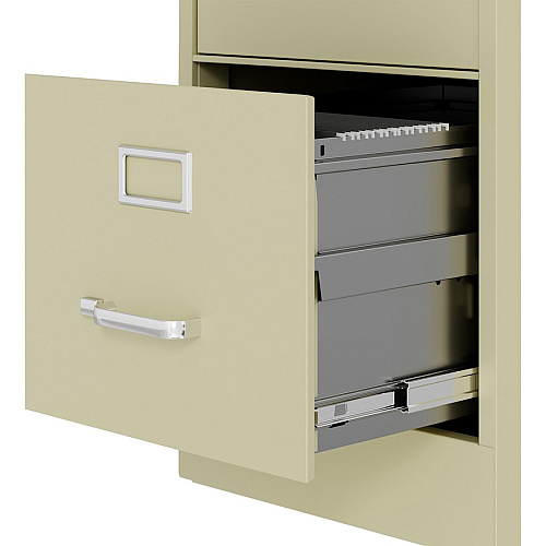 Lorell Fortress Series 22" Commercial-Grade Vertical File Cabinet 15" Width x 22" Depth x 40.2" Height - 3 x Drawer(s) for File - Letter - Vertical - Ball-bearing Suspension, Removable Lock, Pull Handle, Wire Management - Putty - Steel - Recycl (LLR42296)