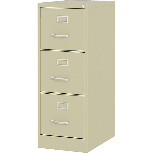 Lorell Fortress Series 22" Commercial-Grade Vertical File Cabinet 15" Width x 22" Depth x 40.2" Height - 3 x Drawer(s) for File - Letter - Vertical - Ball-bearing Suspension, Removable Lock, Pull Handle, Wire Management - Putty - Steel - Recycl (LLR42296)