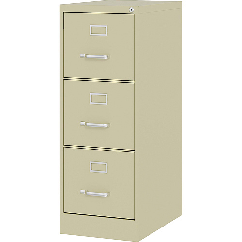 Lorell Fortress Series 22" Commercial-Grade Vertical File Cabinet 15" Width x 22" Depth x 40.2" Height - 3 x Drawer(s) for File - Letter - Vertical - Ball-bearing Suspension, Removable Lock, Pull Handle, Wire Management - Putty - Steel - Recycl (LLR42296)