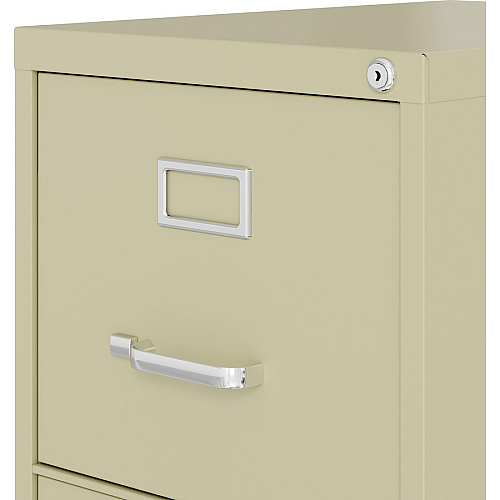 Lorell Fortress Series 22" Commercial-Grade Vertical File Cabinet 15" Width x 22" Depth x 40.2" Height - 3 x Drawer(s) for File - Letter - Vertical - Ball-bearing Suspension, Removable Lock, Pull Handle, Wire Management - Putty - Steel - Recycl (LLR42296)