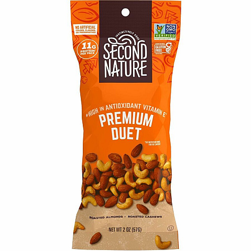 Second Nature Premium Duet Trail Mix Low Sodium, Gluten-free, No Artificial Flavor, No Artificial Color, Preservative-free - Cashew, Almond - 2 oz - 12 / Box (01172)
