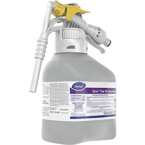 Diversey Oxivir Five 16 Concentrate Cleaner Ready-To-Use/Concentrate - 50.7 fl oz (1.6 quart) - Characteristic Scent - Fast Acting, VOC-free, NPE-free, Virucidal, Bactericide, Fungicide, Fragrance-free - Clear - 2 / Box (4963357)