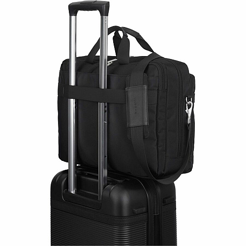 bugatti Gregory Carrying Case (Briefcase) for 17" to 17.3" Notebook - Black Damage Resistant, Tangle Resistant Shoulder Strap - Ballistic Nylon Body - Trolley Strap, Handle, Shoulder Strap - 13" Height x 8" Width x 18" Depth - 1 Each (EXB1707BLK)