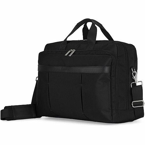 bugatti Gregory Carrying Case (Briefcase) for 17" to 17.3" Notebook - Black Damage Resistant, Tangle Resistant Shoulder Strap - Ballistic Nylon Body - Trolley Strap, Handle, Shoulder Strap - 13" Height x 8" Width x 18" Depth - 1 Each (EXB1707BLK)