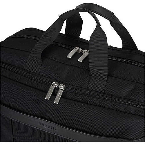 bugatti Gregory Carrying Case (Briefcase) for 17" to 17.3" Notebook - Black Damage Resistant, Tangle Resistant Shoulder Strap - Ballistic Nylon Body - Trolley Strap, Handle, Shoulder Strap - 13" Height x 8" Width x 18" Depth - 1 Each (EXB1707BLK)