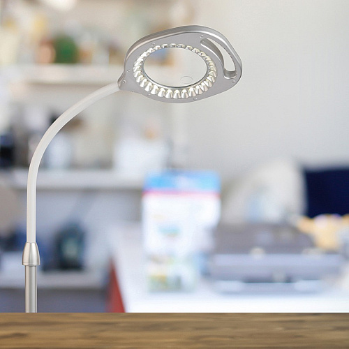 OttLite LED Magnifier Floor & Table Light 54.8" Height - LED Bulb - Glare-free Light, Flexible Neck, Handle, Adjustable Height - 240 lm Lumens - Floor-mountable, Table Top - for Table (CS43828W)