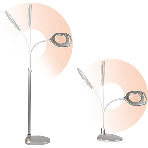 OttLite LED Magnifier Floor & Table Light 54.8" Height - LED Bulb - Glare-free Light, Flexible Neck, Handle, Adjustable Height - 240 lm Lumens - Floor-mountable, Table Top - for Table (CS43828W)