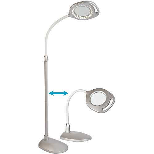 OttLite LED Magnifier Floor & Table Light 54.8" Height - LED Bulb - Glare-free Light, Flexible Neck, Handle, Adjustable Height - 240 lm Lumens - Floor-mountable, Table Top - for Table (CS43828W)