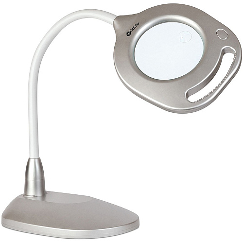OttLite LED Magnifier Floor & Table Light 54.8" Height - LED Bulb - Glare-free Light, Flexible Neck, Handle, Adjustable Height - 240 lm Lumens - Floor-mountable, Table Top - for Table (CS43828W)